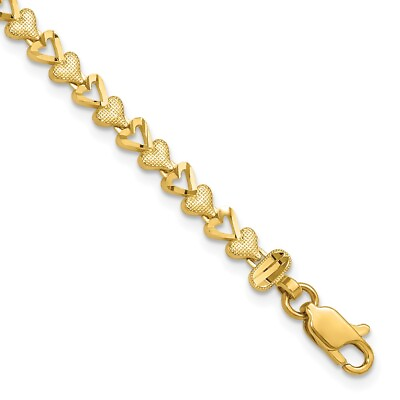 #ad Real 10kt Yellow Gold Heart Chain Bracelet; 7 inch $356.96