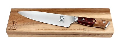 #ad 8quot; Chefs Knife Damascus Steel Color: Mahogany LIFETIME Warranty Wood Box TOSSA