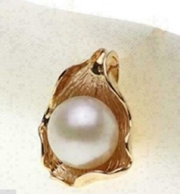 #ad Akoya Natural Huge AAAAA 11 12MM white stud pearl pendant necklace