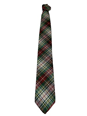 #ad Drake ’S London Men#x27;s Tie Lined Checked Green White Red 100% Silk