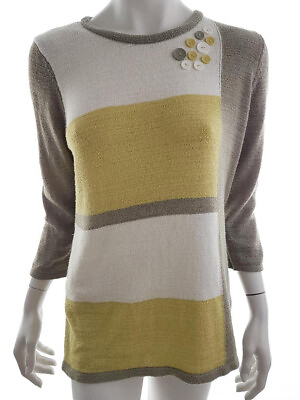 #ad BM Size S Beige Knit Tunic Blouse Acrylic Sleeve 3 4