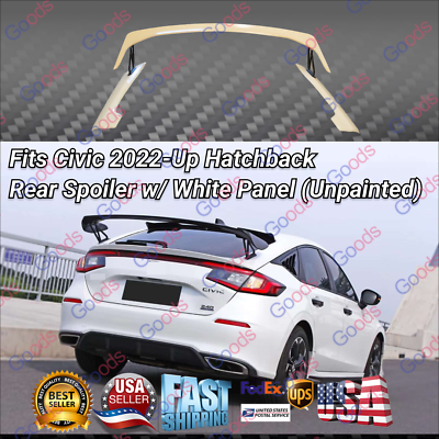 #ad Fits 2022 Up Civic Hatchback Unpainted Type R Style Rear Trunk Spoiler Wing