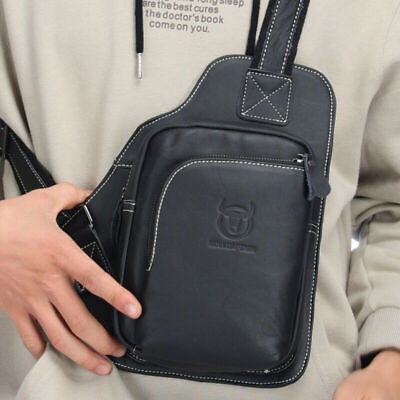 #ad Men#x27;s Chest bag Crossbody Bag Shoulder Bag Sling Backpack100% Genuine Leather Y $36.09