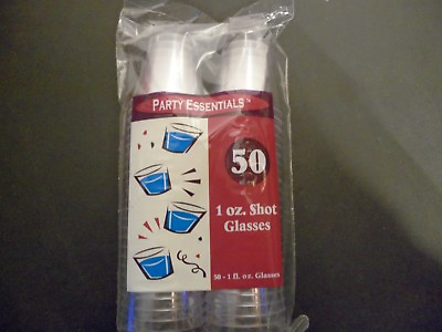#ad 50 Clear Plastic Disposable Shot Glasses cups party Jelly 1 oz 29.5 ml