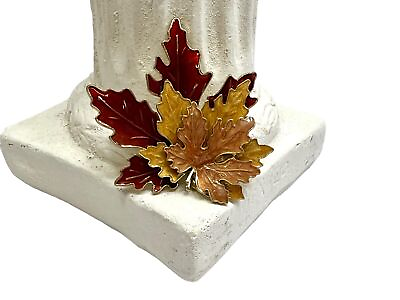 #ad Kenneth Cole Brooch Stacked Fall Leaves Fall Colors Red Orange Gold Tone Pin