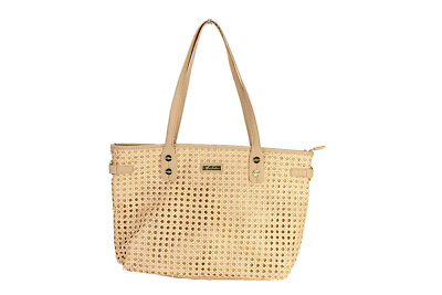 #ad Marc Fisher New Beige Woven Panel Tote Bag Msrp $88