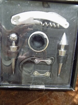 #ad WINE OPEN amp; PORE SET NEW Opener Drip Ring Foil Cutter Stoppers 2 5 pc