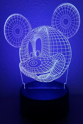 #ad Mickey Mouse 3D LED Night Light 7 Colors 5.5 inch Display