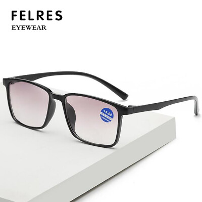 #ad Ultralight Bifocal Tinted Reading Glasses For Men Square Frame Sunglasses New