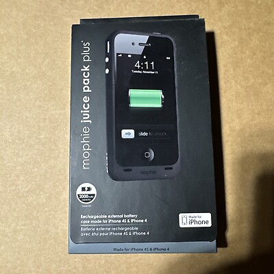#ad Mophie Juice Pack Plus 2000mAh Battery Case Black for iPhone 4 iPhone 4s 30 Pin