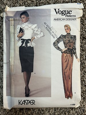 #ad UNCUT Vintage Vogue 1189 Designer jasper Dress Top Size 10 Bust 32.5 80s