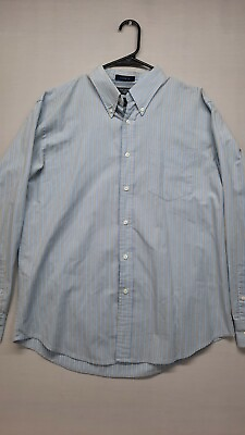 #ad DOCKERS Mens Shirt Size Large Classic Fit Striped Blue Button Down Long Sleeve