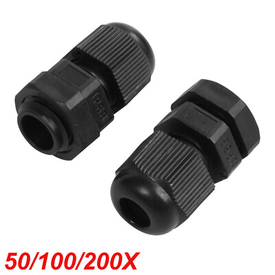 #ad 50 100 200X PG7 Nylon Cable Gland Strain Relief Cord Grip Dia. 3mm 6.5mm Cable