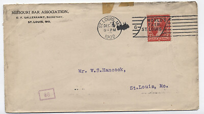 #ad 1902 St. Louis MO world#x27;s fair slogan cancel cover H.2346 $4.50