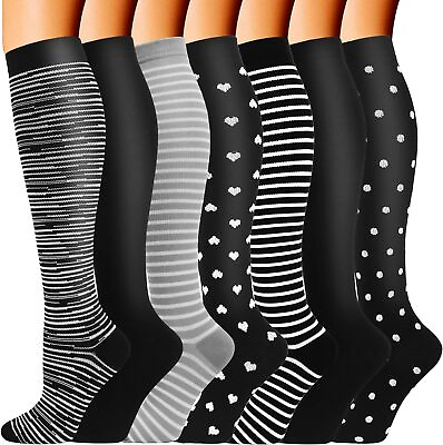 #ad Double Couple 7 Pairs Copper Compression Socks for Men Women 20 30 mmHg Knee Hig