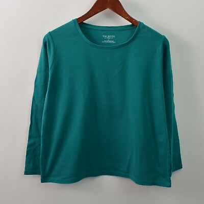 #ad Talbots T Shirt Green Womens Size X Cotton Crew Top Shirt Tee