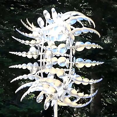 #ad Wind Powered Kinetic Windmill Magical Metal And Sculpture Unique Spinner Garden