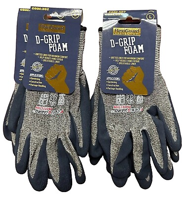 #ad 12 Pair FlexiGuard Foam Latex D GRIP FOAM Protective Gloves