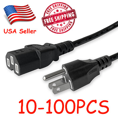#ad Lot of 10 100 AC Power Cord Cable Desktop Monitor Computer PC 6ft IEC320
