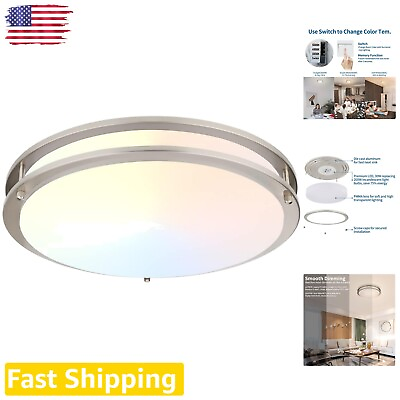#ad Dimmable LED Flush Mount Ceiling Light in Brushed Nickel Custom Color Selec...