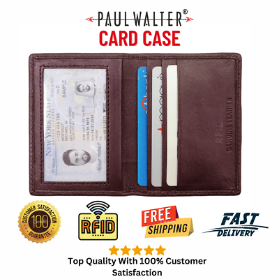 #ad Pure Genuine Soft Leather Men#x27;s Mini Card Case Wallet with RFID Protected