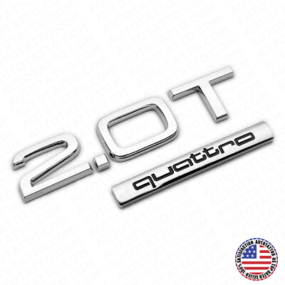 #ad 04 22 Audi Rear Trunk Deck Lid 2.0T Quattro Nameplate Emblem Logo Badge Chrome