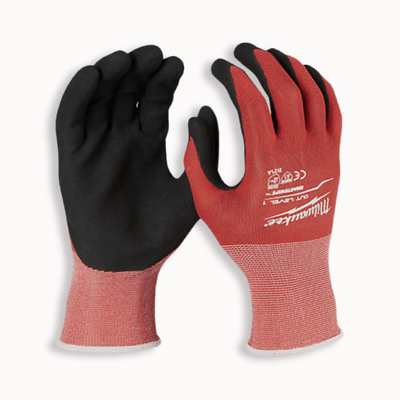 #ad Milwaukee Work Gloves Cut Level 1 Nitrile Dipped Gloves Red Black Pack of 12