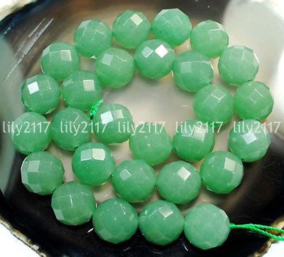 #ad Beautiful Natural 8mm Green Jade Gemstone Faceted Round Loose Beads 15#x27;#x27; AAA