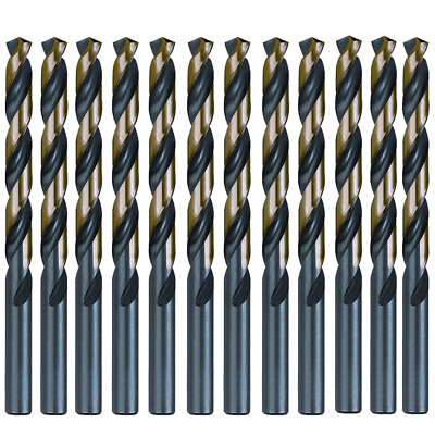 #ad 12PCS 1 4quot; Drill Bit Set HSS M2 Black Gold Steel Twist Drill Bits Metal Tools