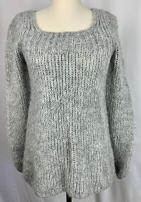 #ad BCBG Max Azria Marled Gray Alpaca Blend Fuzzy Sweater sz XS 11771 $25.64