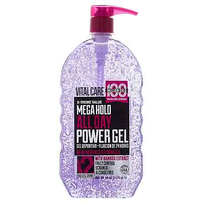 #ad Vitalcare Mega Hold All Day Power Hair Gel 40 Oz Alcohol Free Frizz Control