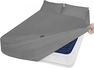 #ad 3 Pcs Extra Deep Pocket Queen Sheet Sets for Air Mattress with Pockets on Side