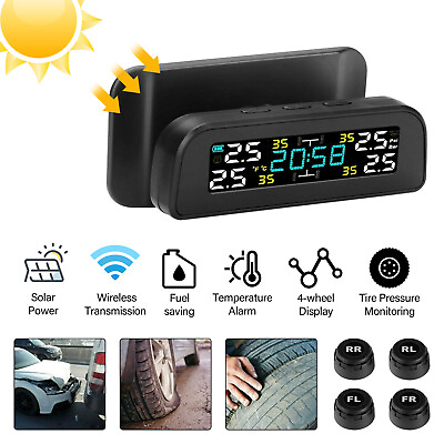 #ad Wireless Tire Pressure Car Tyre Monitor Monitoring System TPMS External 4 Sensor