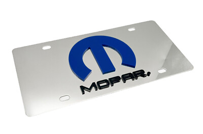 #ad 3D Premium Blue Mopar quot;Mquot; Logo amp; Script Emblem Mirror License Plate