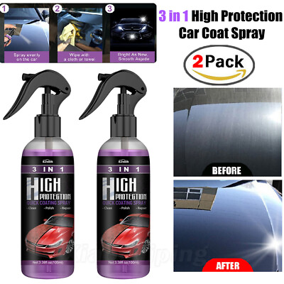 #ad 2Pcs High Protection Quick Car Coat 3 in 1 Ceramic Coating Spray Hydrophobic USA