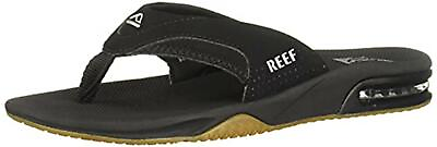 #ad Reef Men#x27;s Fanning Flip Flop Sandals Black Silver Assorted Sizes Colors $37.42