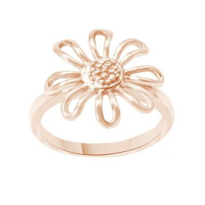 #ad Modern Chamomile Flower Outline 14K Rose Gold Plated Silver Ring For Women#x27;s