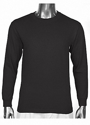 #ad 2 Pro Club Heavyweight Blank Long Sleeve T Shirts Black Plain Shirt Size M 7XL