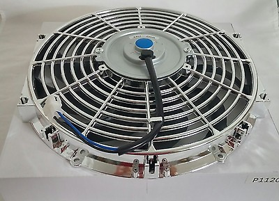#ad 10quot; Universal Cooling Fan with Curved Blades Chrome Plated Cage 1150 cfm