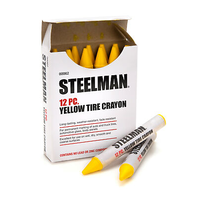#ad Steelman Yellow Tire Glass Automotive Marking Crayons Box of 12 00062