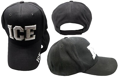 #ad ICE Immigration amp; Customs Enforcement White Letter Grey Shadow Black Hat Cap