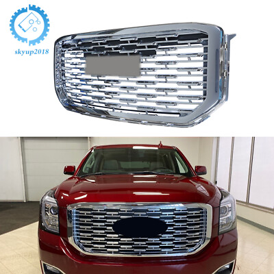 #ad 22936421 Fit For 2015 2020 GMC Yukon Denali Style Front Upper Grille Chrome ABS