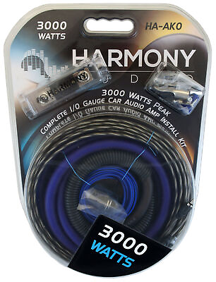 #ad Harmony Audio HA AK0 Car Stereo 1 0 Gauge 3000W Amp Amplifier Install Kit Nickel