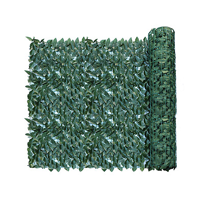 #ad 6#x27;x14#x27; Dark Green Artificial Laurel Leaf Fence with Plastic Net Backing