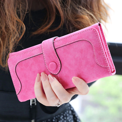 #ad Woman Long Wallet Suede Leather Wallets Coin Purse Card Holder Clutch Handbag US $8.66