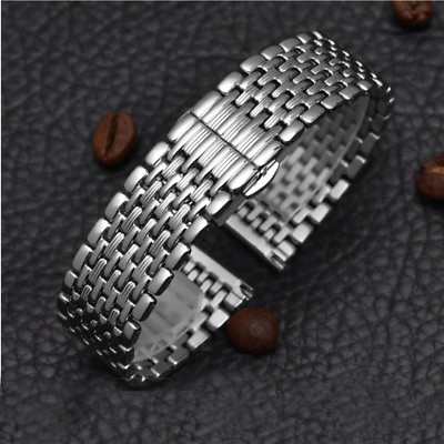#ad Stainless Steel Metal Strap Bracelet Replacement Watch Band Butterfly Clasp