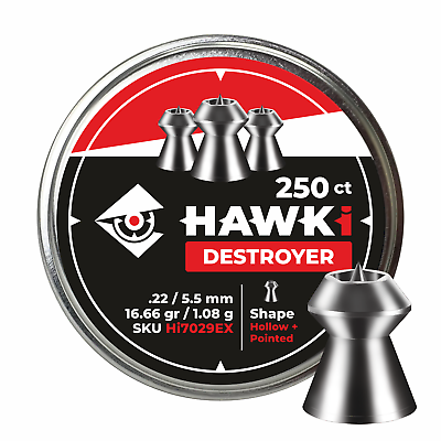 #ad Hawki Airgun Pellets .22 5.5mm Caliber 16.66 gr 1.08 g 250 ct Hollow Point