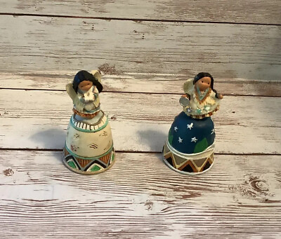 #ad Friends of The Feather Angel Mini Figure Figurine Lot Of 2 Native American Flaw