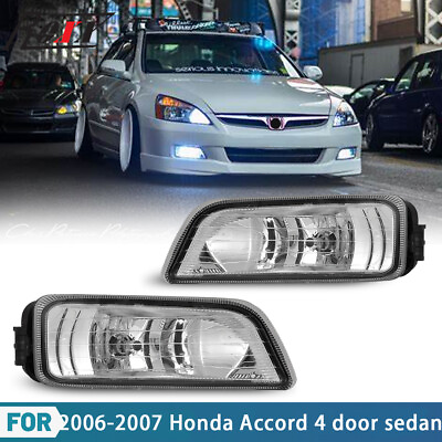 #ad For 2006 2007 Honda Accord 4 Door Sedan Fog Lights JDM Japan Style w Bulbs Kit