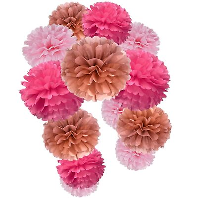 #ad Rose Gold Hot Pink And Pink Paper Flower Tissue Pom Poms For Valentine#x27;S Day B